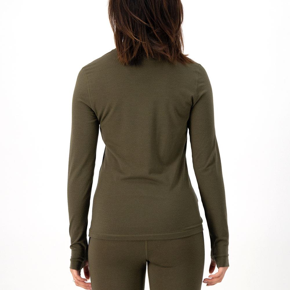 Mons Royale Womens Cascade Merino Flex 200 LS Base Layer Dark Olive