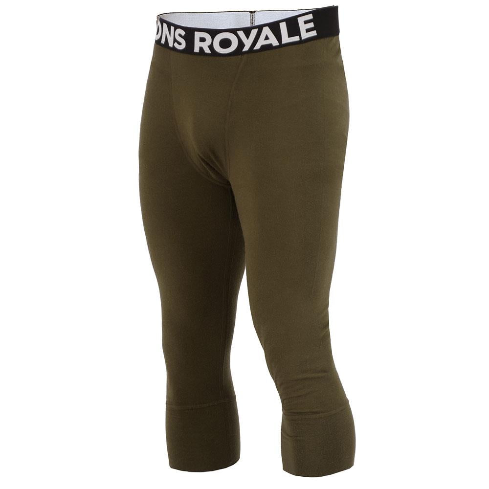 Mons Royale Mens Cascade Merino Flex 200 3/4 Base Layer Leggings Dark Olive