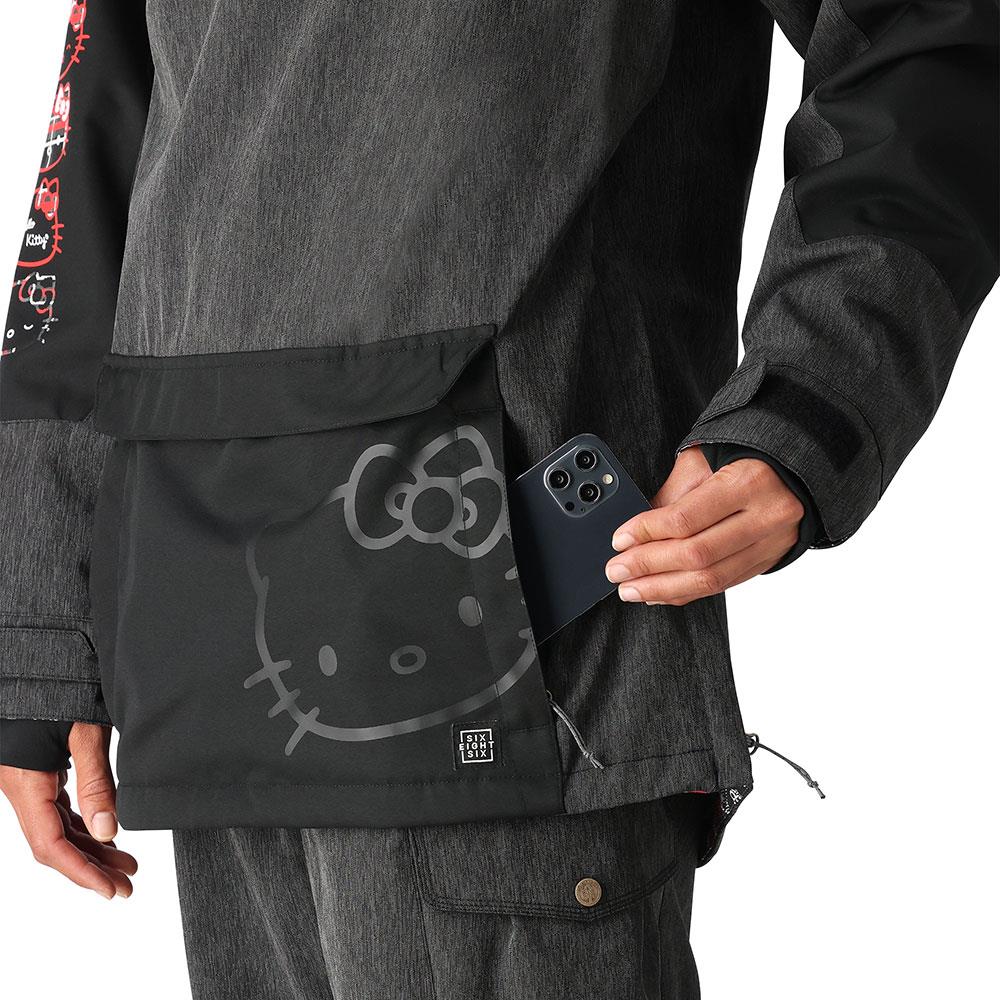 686 Womens Upton Anorak Hello Kitty Black Denim