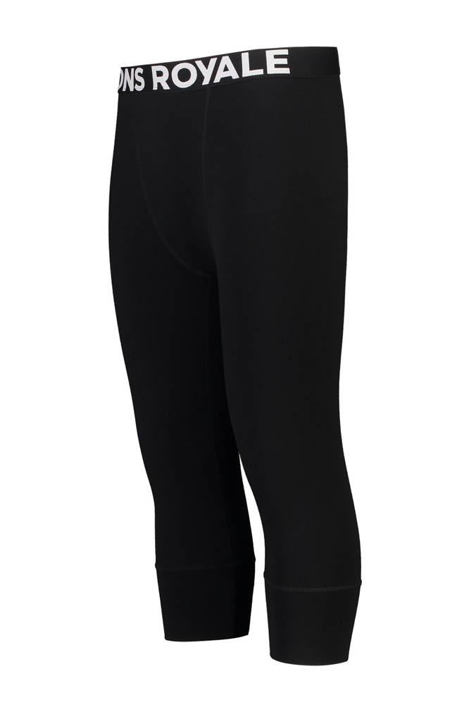 Mons Royale Mens Cascade Merino Flex 200 3/4 Base Layer Leggings Black