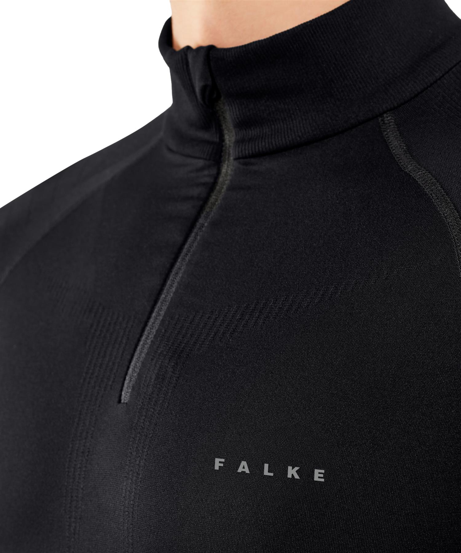 Falke Mens Long Sleeve 1/4 Zip Thermal Top Maximum Warm Black