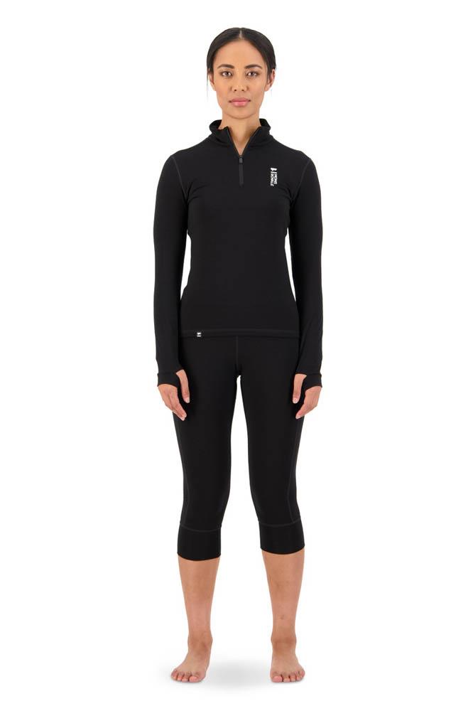 Mons Royale Womens Cascade Merino Flex 200 3/4 Base Layer Leggings Black