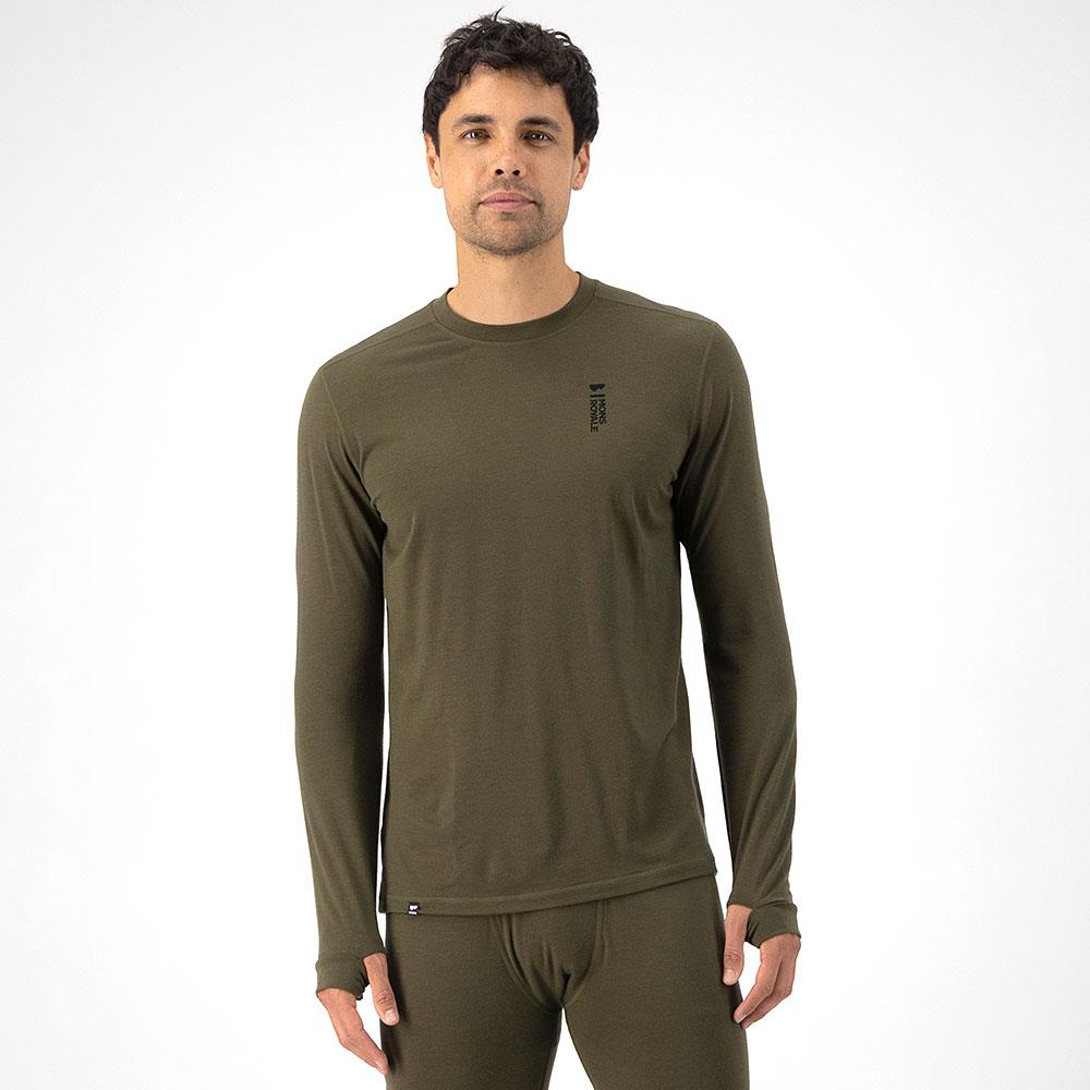 Mons Royale Mens Cascade Merino Flex 200 LS Base Layer Top Dark Olive