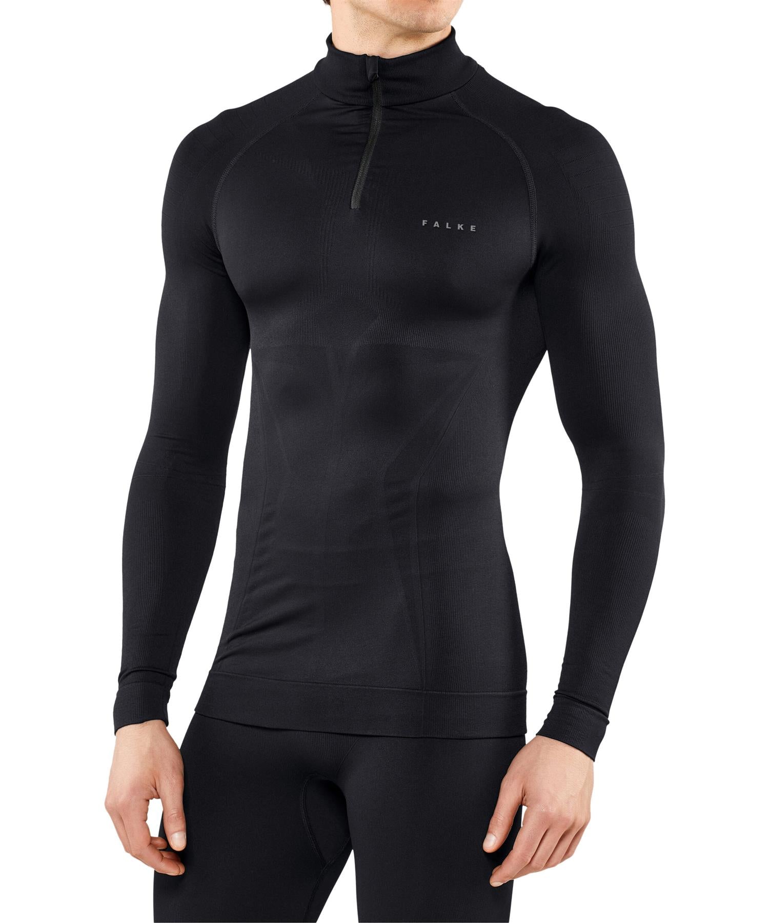 Falke Mens Long Sleeve 1/4 Zip Thermal Top Maximum Warm Black