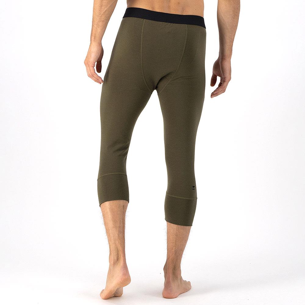 Mons Royale Mens Cascade Merino Flex 200 3/4 Base Layer Leggings Dark Olive