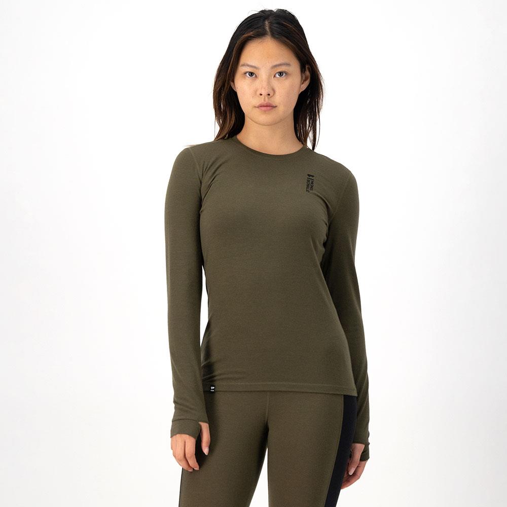 Mons Royale Womens Cascade Merino Flex 200 LS Base Layer Dark Olive