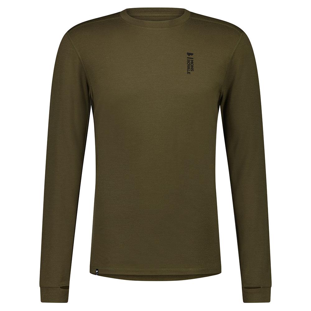 Mons Royale Mens Cascade Merino Flex 200 LS Base Layer Top Dark Olive