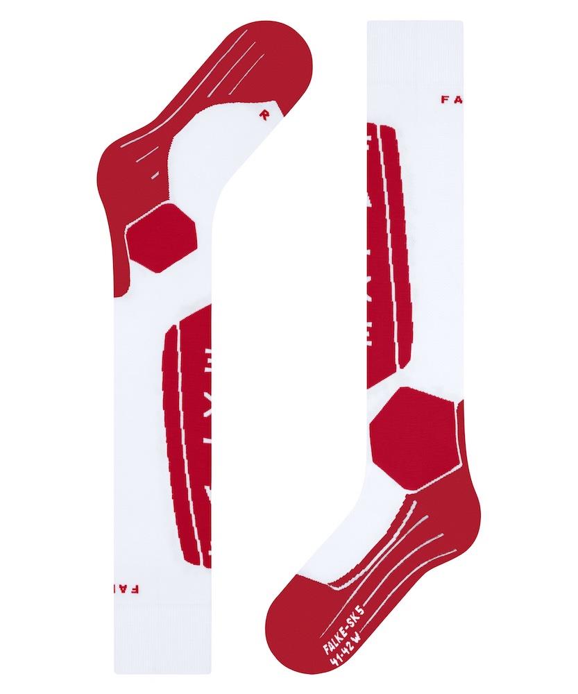 Falke SK5 Silk Mens Ski Socks White/Red