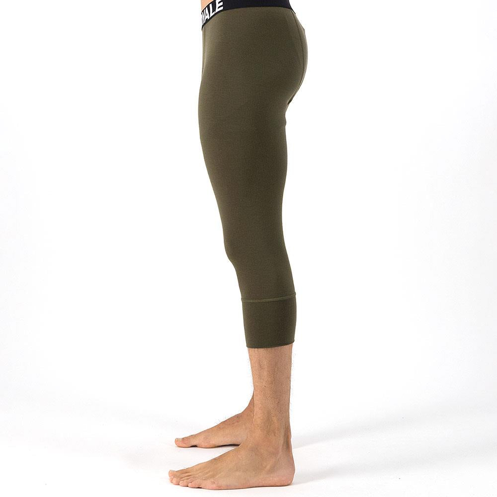 Mons Royale Mens Cascade Merino Flex 200 3/4 Base Layer Leggings Dark Olive