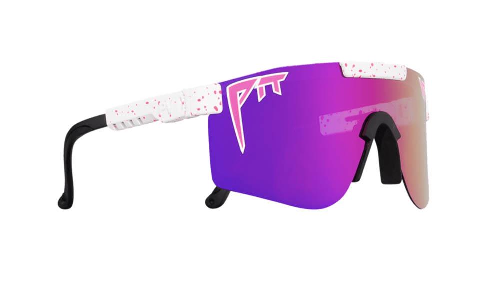 Pit Viper The LA Brights Polarized Sunglasses White/Pink Splatter - Polarized Pink Revo Mirror