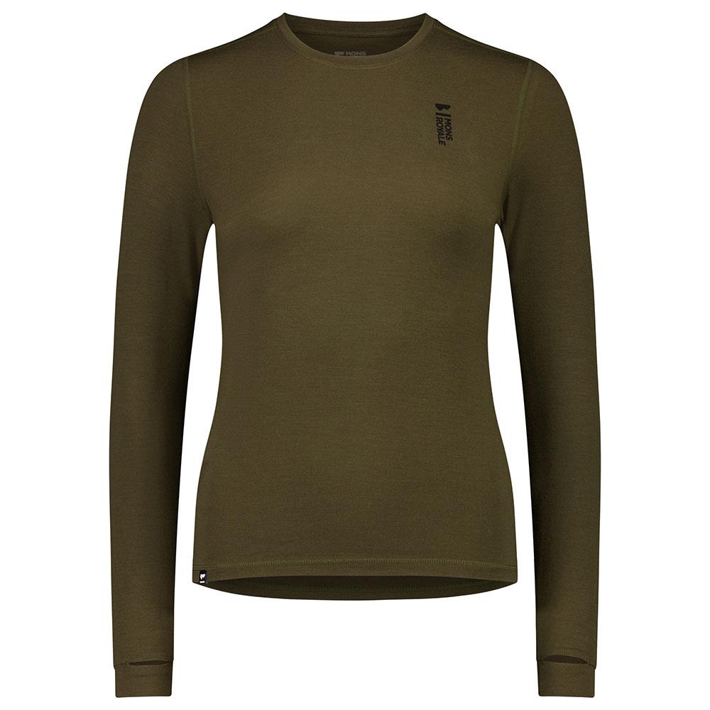 Mons Royale Womens Cascade Merino Flex 200 LS Base Layer Dark Olive