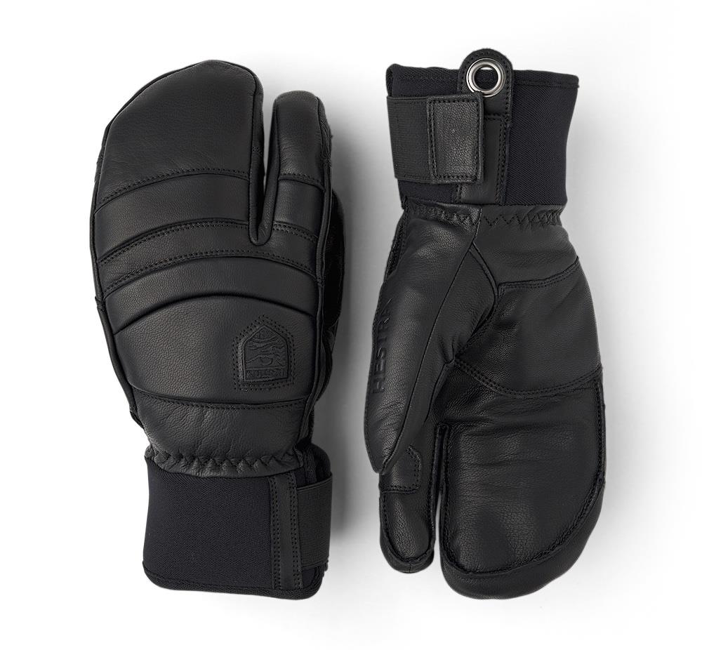 Hestra Fall Line Leather 3 Finger Mitts Black