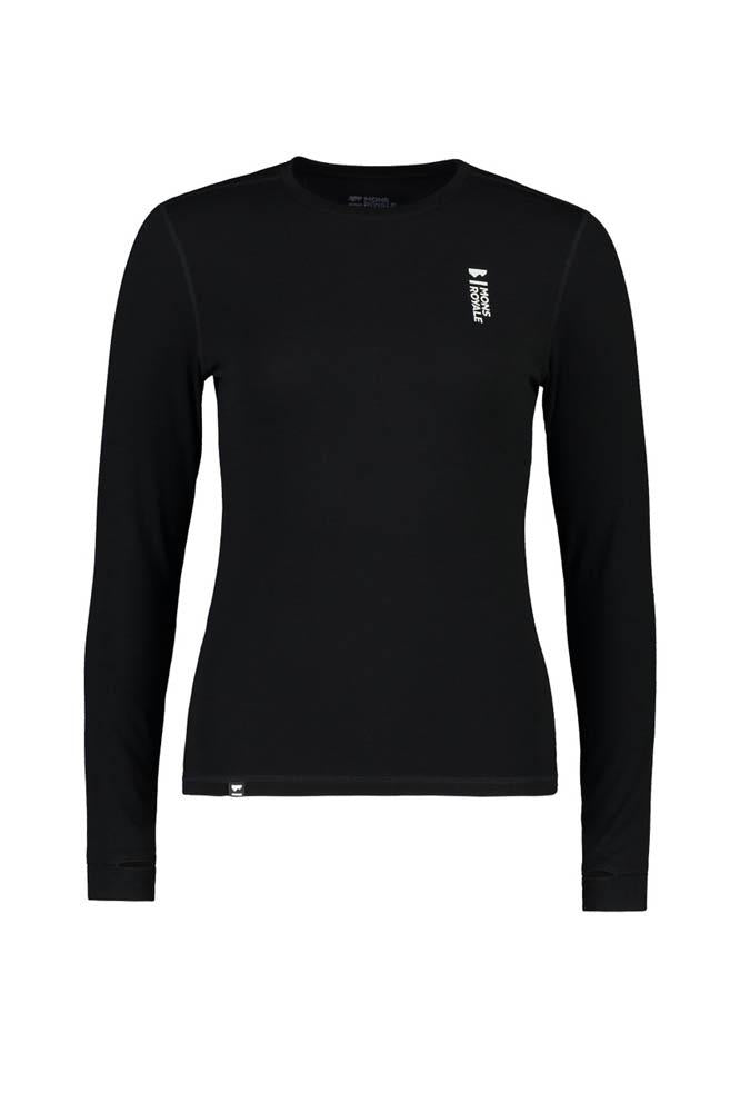 Mons Royale Womens Cascade Merino Flex 200 LS Base Layer Top Black